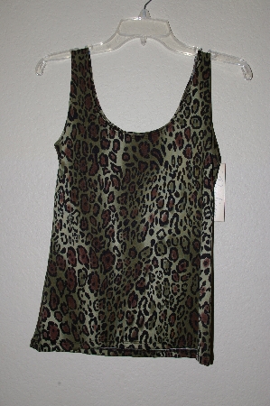 +MBADG #11-046  "Boutique Essential Green Animal Print Stretch Tank"