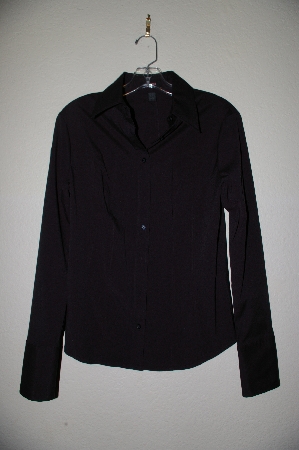 +MBADG #11-102  "Express Stitch Black Button Front Blouse"