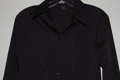 +MBADG #11-102  "Express Stitch Black Button Front Blouse"