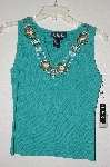 +MBADG #55-173  "J.A.C. Fancy Green Knit Embelished Top"