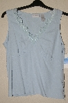 +MBADG #55-207  "Liz Claiborne Blue Silk Top With Lace Trim" 