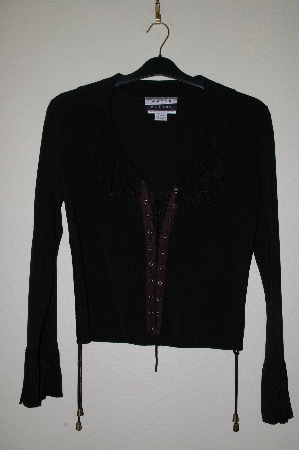 +MBADG #55-240  "Wayne Rogers Fancy Black Knit Top With Ruffles"