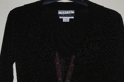 +MBADG #55-240  "Wayne Rogers Fancy Black Knit Top With Ruffles"