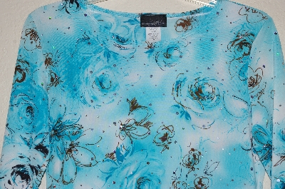 +MBADG #55-042  "Brittany Black Fancy Blue Stretch Embelished Top"
