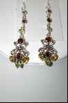 +MBA #7658  Beautiful Multi Gemstone Dangle Pierced Earrings