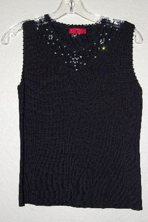 +MBADG #55-270  "Carina Fancy Rhinestone Embelished Black Knit Tank"