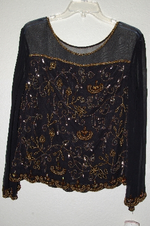 +MBADG #55-280  "Papell Studio Fancy Black Silk Embelished Top"