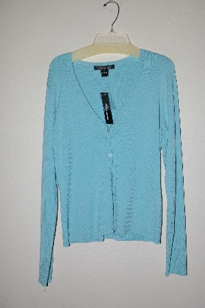 +MBADG #55-154  "C'est City Blue Knit Button Front Cardigan"