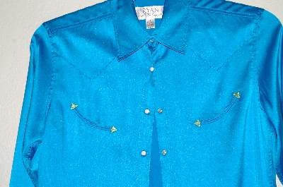 +MBADG #55-058  "Ryan Michael Blue Satin Fancy Western Shirt"