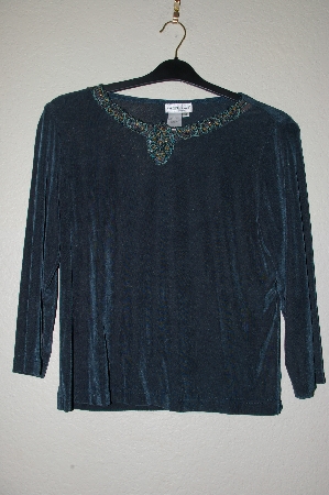 +MBADG #55-120  "Coldwater Creek Fancy Embelished Green Stretch Top"