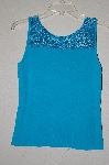 +MBADG #55-139  "Joseph A. TQ Blue Crochet Top Fancy Knit Tank"