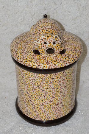 +MBADG #31-055  "1986 Hand Painted Large Pig Ceramic Canister"