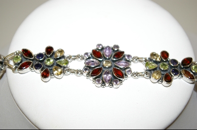 +MBA #7542  Garnet,Topaz,Peridot & Amethyst Sterling Bracelet