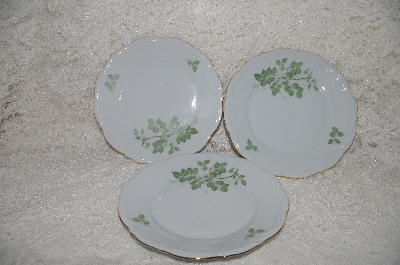 +MBADG #31-134  "Mitterteicn Set Of 3 Green Leaf China Desert Plates"