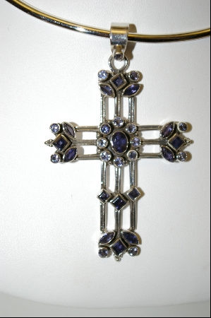 +MBA #7549  Alexandrite & Amethyst  Fancy Sterling Cross Pendant