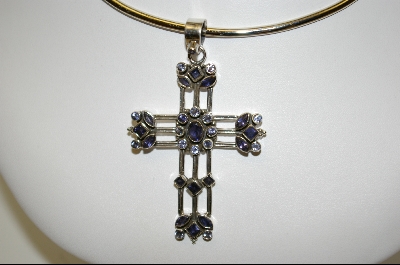 +MBA #7549  Alexandrite & Amethyst  Fancy Sterling Cross Pendant