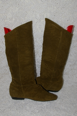 +MBAB #29-030  "Jasmin Military Green Suede Scrunch Boots"