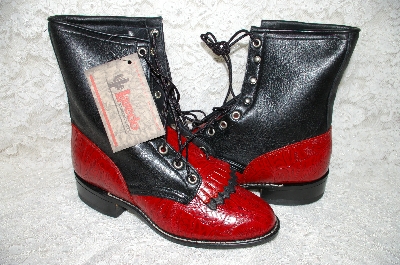 +MBAB #29-308  "Laredo Fancy Red/Black Leather Lacers"