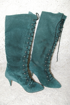 +MBAB #29-045  "Newport News 1995 Green Suede Fancy Lace Up Boot"