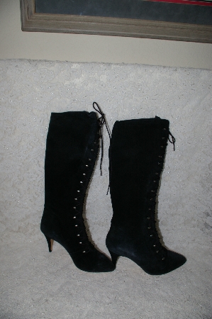 +MBAB #29-052  "Newport News Black Suede Fancy Lace Up Boots"
