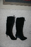 +MBAB #29-052  "Newport News Black Suede Fancy Lace Up Boots"