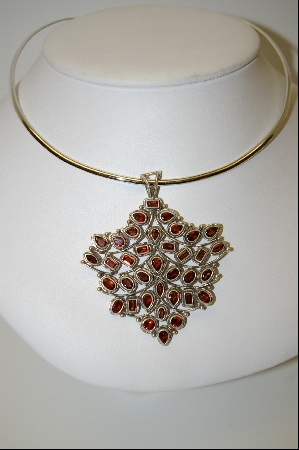 +MBA #7541  Large All Garnet Sterling Pendant