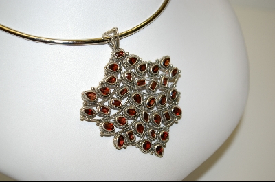 +MBA #7541  Large All Garnet Sterling Pendant
