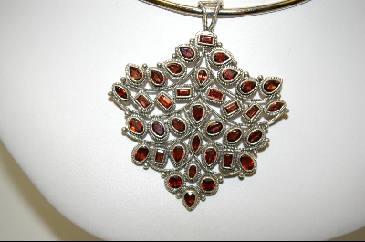 +MBA #7541  Large All Garnet Sterling Pendant