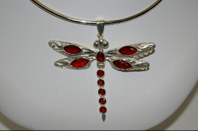 +MBA #7730   "Red CZ Sterling Dragonfly Pendant