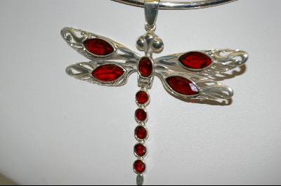 +MBA #7730   "Red CZ Sterling Dragonfly Pendant