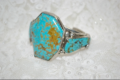 +MBA #S19-0316   "5 Stone Artist "E&C Fierro" Signed Blue Turquoise Cuff Bracelet