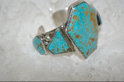 +MBA #S19-0316   "5 Stone Artist "E&C Fierro" Signed Blue Turquoise Cuff Bracelet