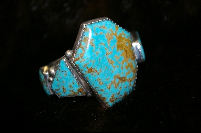 +MBA #S19-0316   "5 Stone Artist "E&C Fierro" Signed Blue Turquoise Cuff Bracelet