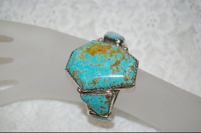 +MBA #S19-0316   "5 Stone Artist "E&C Fierro" Signed Blue Turquoise Cuff Bracelet