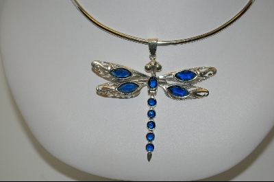 +MBA #7741   "Blue Crystal Sterling Dragonfly Pendant