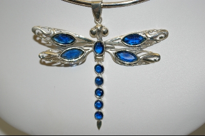 +MBA #7741   "Blue Crystal Sterling Dragonfly Pendant