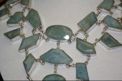 +MBA #7716   "Green Aventurine Geometric Shaped Sterling Necklace