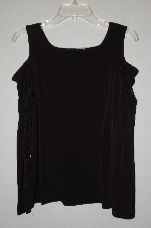 +MBAMG #25-031  "George Simonton Black Open Shoulder Knit Top"