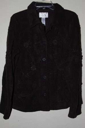 +MBAMG #25-048  "Susan Graver Black Floral Applique Fleece Jacket"