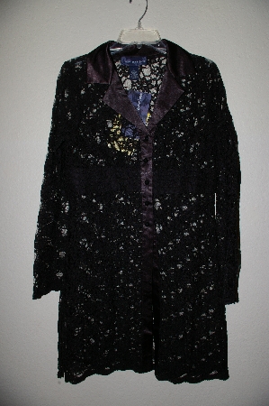 +MBAMG #25-058  "Susan Graver Black Charmeuse Trimmed Lace Duster"