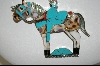 + MBA #7591  "Artist Signed "MN Myra Nastacio"   Blue Turquoise & Multi Gem Inlay Sterling Horse Pendant