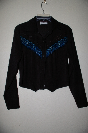 +MBAMG #25-293  "Banjo Black One Of A Kind Hand Beaded Western Shirt"