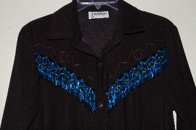 +MBAMG #25-293  "Banjo Black One Of A Kind Hand Beaded Western Shirt"
