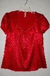 +MBAMG #25-300  "Chenault Bow Neckline Red Satin Shirt"