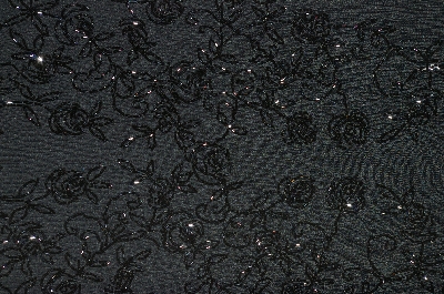 +MBAMG #25-080  "Ravel Black Knit Floral Bead Tank"