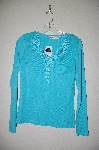 +MBAMG #25-085  "Together Turquoise Blue Floral Embroidered Top"