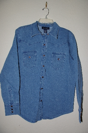 +MBAMG #25-264  "Denim & Co Stretch Denim Snap Front Western Shirt"