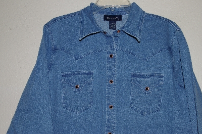 +MBAMG #25-264  "Denim & Co Stretch Denim Snap Front Western Shirt"