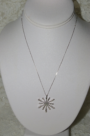 +MBAMG #25-236  "14K White Gold 1Ct Diamond Snowflake Pendant & Chain"