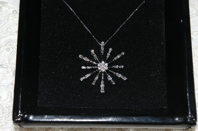 +MBAMG #25-236  "14K White Gold 1Ct Diamond Snowflake Pendant & Chain"